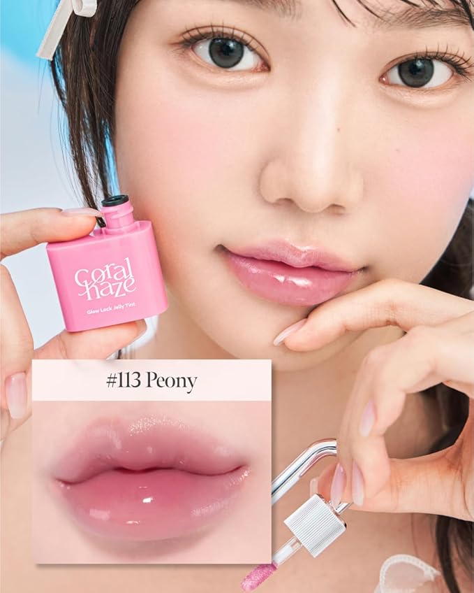 CORLAHAZE Glow Lock Jelly Tint 113 Peony 4g, Hydrating Jelly Glow Lip Stain, Glass-Like Shine Lip Gloss, Long-Lasting Color, Moisturizing Lip Enhancer, Collectible Lock-Shaped Design, Korean Makeup