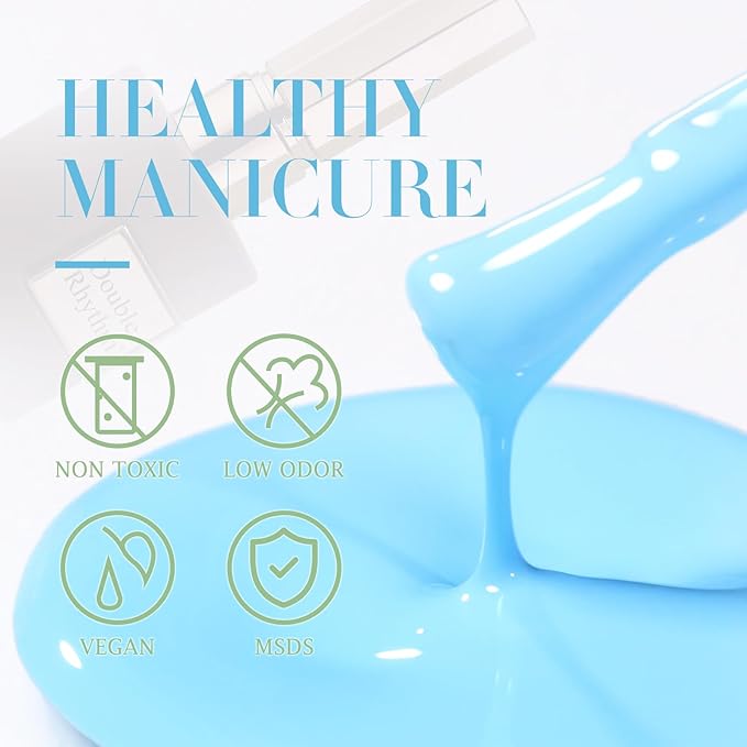 Double Rhythm 15ML Gel Nail Polish Pure Sheer Same Color Same Bottle Soak Off Gel Polish Art Manicure Salon DIY at Home for Women (Light Blue-A1113)