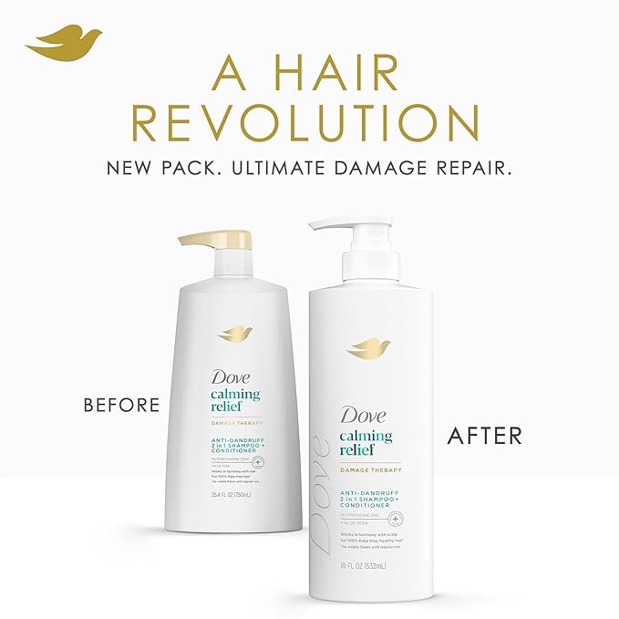 Dove Dandruff Shampoo & Conditioner 2-in-1, DermaCare Calming Relief with Pyrithione Zinc + Dove Body Wash for Sensitive Skin – Relief for Itchy Scalp and Dry Skin (2 Piece Set)