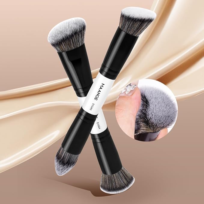 MAANGE 2 PCS Face Makeup Brushes, Makeup Brushes Set, Double Ended Foundation Contour Powder and Buffer Brush, Women‘s Blending Brush, Professional Face Brush Set Tools