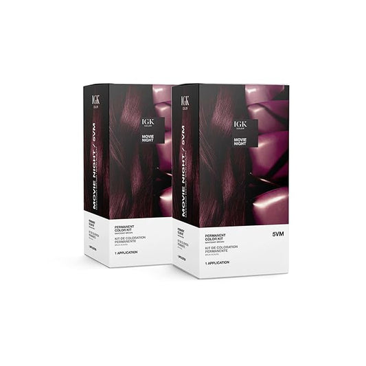IGK Permanent Hair Color Kit | 5VM Movie Night - Mahogany Brown | 100% Gray Color Coverage + Strengthen + Shine | Ammonia Free