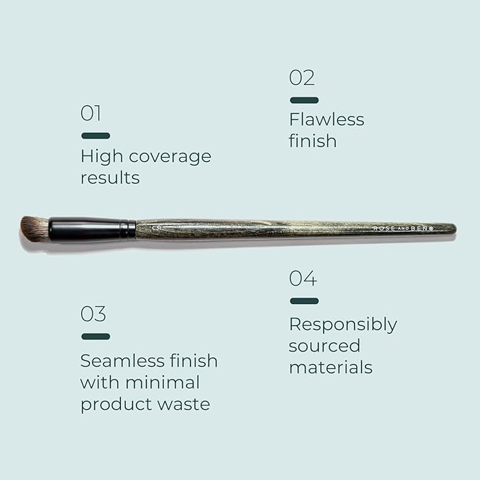 Rose and Ben Beauty C31 Spot Concealer Brush | Angled Design for Effortless Blending | High Coverage, Seamless Finish | Cruelty-Free Bristles