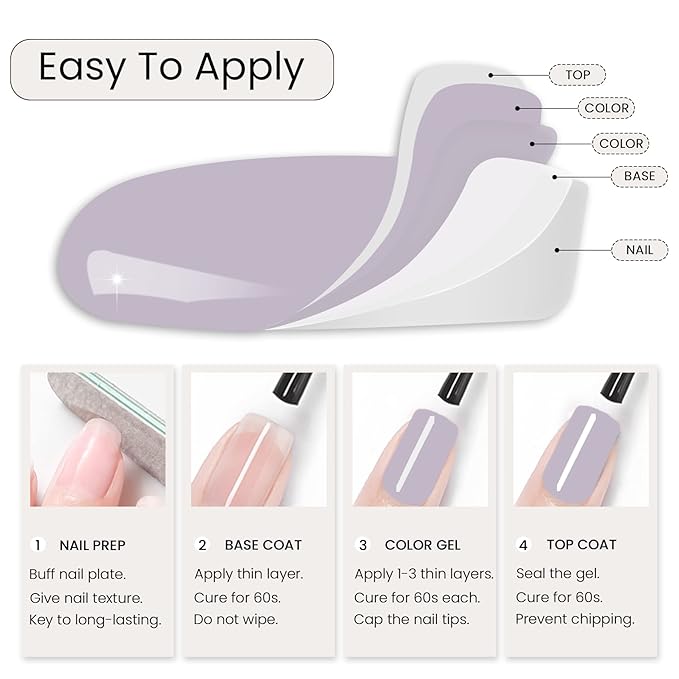 MAYCHAO 15ML Lilac Purple Gel Nail Polish 1Pc Lavender Gel Polish Soak Off UV LED Nail Polish Nail Art Starter Manicure Salon DIY at Home, 0.5 OZ