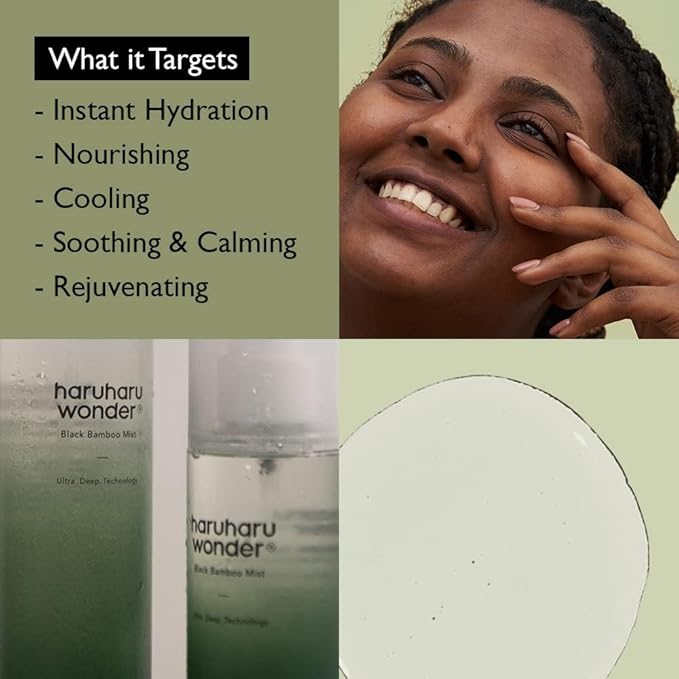 HARUHARU wonder Black Bamboo Mist, Hydrating and Firming Skin, Black Rice, Panax Ginseng for Clean and Smooth Skin Surface, Korean Skincare, Vegan, Cruelty Free, 2.7 fl.oz