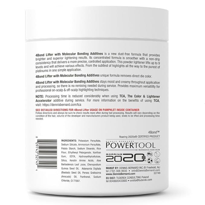 4BOND Premium Hair Bleach Powder Lightener | Blue Based Lightener | Up To 9 Levels Of Lift | Infused with Amino Acids, and Quinoa, Keratin and Baobab Proteins For Repairative Conditioning 16 Fl Oz