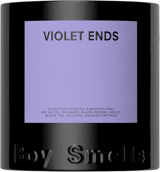 Boy Smells Violet Ends Candle - 27 oz - Aromatic Candle for Home with Rhubarb, Violet and Smoked Papyrus - Up to 100-Hour Burn - Cotton Wick