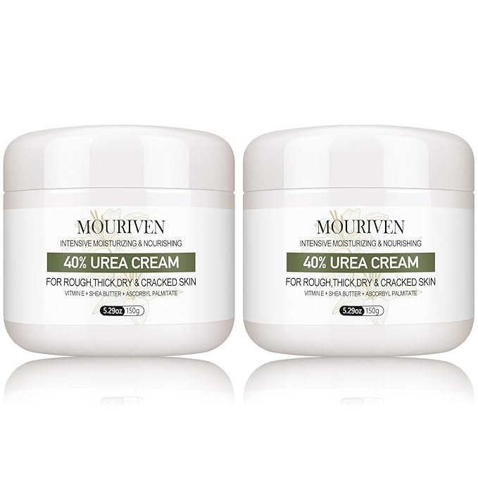 2 Packs Urea Cream 40 Percent - Foot & Hand Cream, for Dry, Cracked Heels, Feet, Knees, Elbows, and Hands, Callus Remover, Maximum Strength Urea Lotion for Softening and Moisturizing