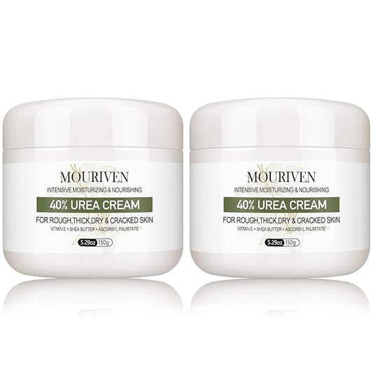 2 Packs Urea Cream 40 Percent - Foot & Hand Cream, for Dry, Cracked Heels, Feet, Knees, Elbows, and Hands, Callus Remover, Maximum Strength Urea Lotion for Softening and Moisturizing