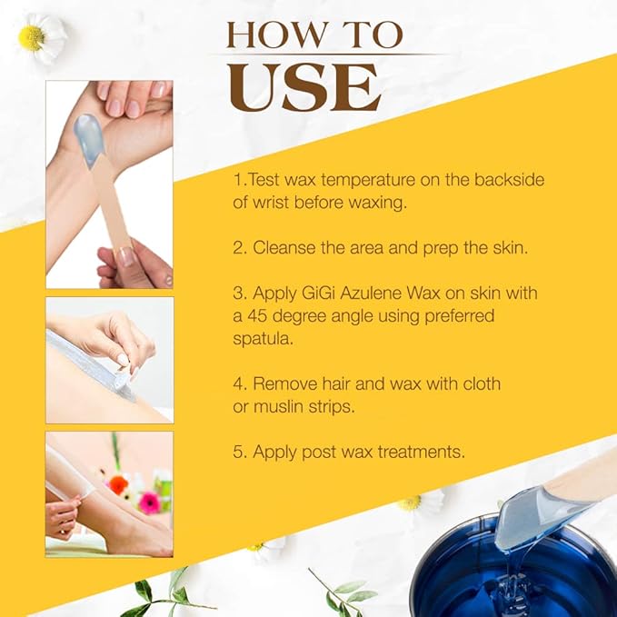 GiGi Azulene Soft Wax for Hair Removal - Soothing Full Body Wax for Normal Skin, 13 oz, 1 Pack