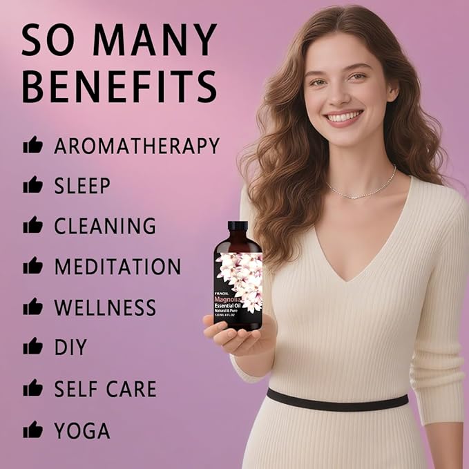 Magnolia Essential Oil, Magnolia Oil 4 Fl Oz 120ML for Diffuser Humidifier Yoga Cleaning DIY Candle Soap Making Perfume Gift for Women Essential Oils