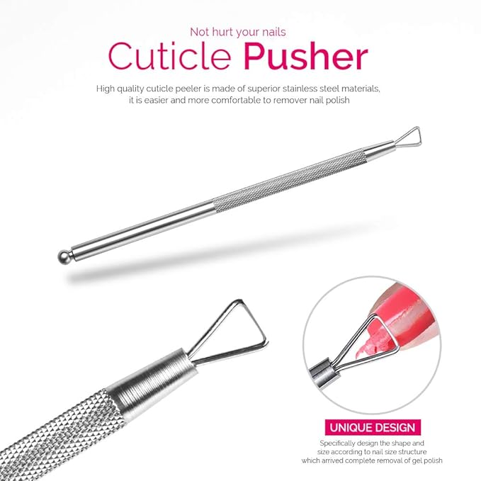 Teenitor Gel Nail Polish Remover Kit with 10pcs Nail Polish Remover Clips Cap 115pcs Nail Wipe Cotton Pads Nail Scraper Nail Files and Buffer Bushes - Hot Red