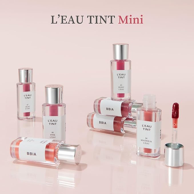 BBIA L’EAU Tint – Glossy & Glow Lip Stain, Watery Lip Tint, Non-Sticky, High Shine Finish, Long-lasting, Moisturizing, Lightweight, Natural, Daily Use, Vegan, Korean Lip Makeup (06 PINK L'EAU - MINI)