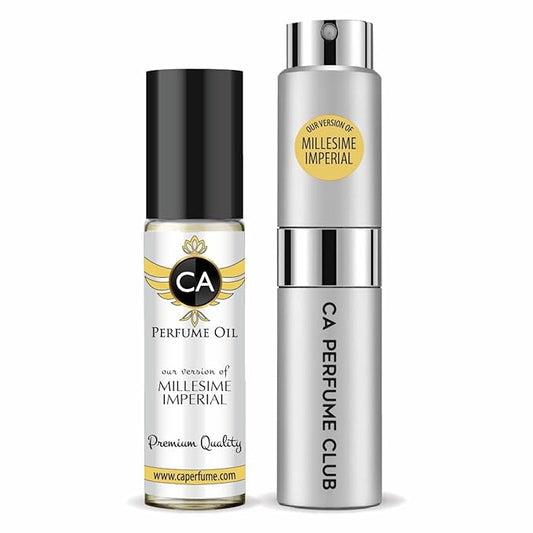 CA Perfume Duo Impression of Millesime Imperial For Women And Men Perfume Layering Set Long Lasting Travel Size EDP + Body Oil Roll-On Bottle 0.27 Fl Oz+0.33 Fl Oz