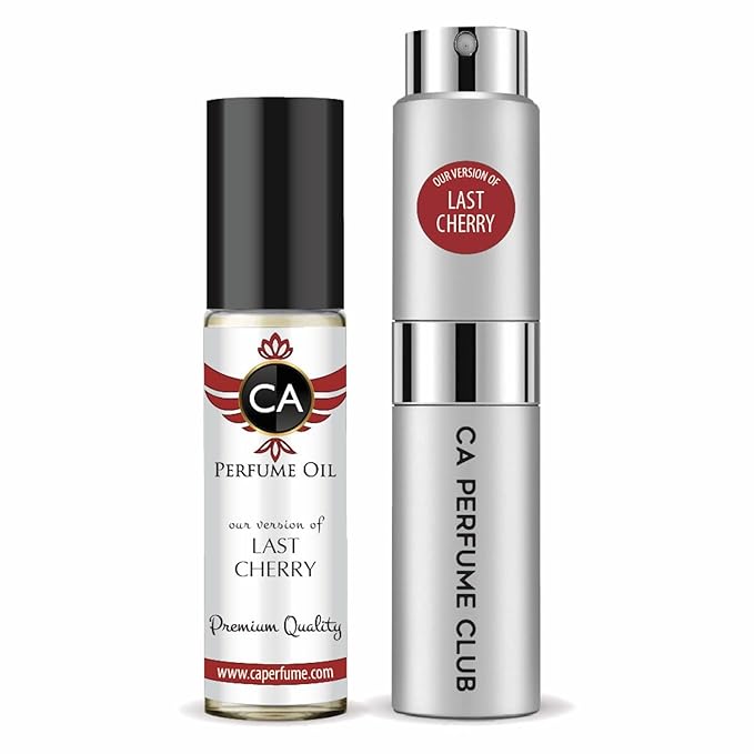 CA Perfume Duo Impression of Last Cherry For Women And Men Perfume Layering Set Long Lasting Travel Size EDP + Body Oil Roll-On Bottle 0.27 Fl Oz+0.33 Fl Oz