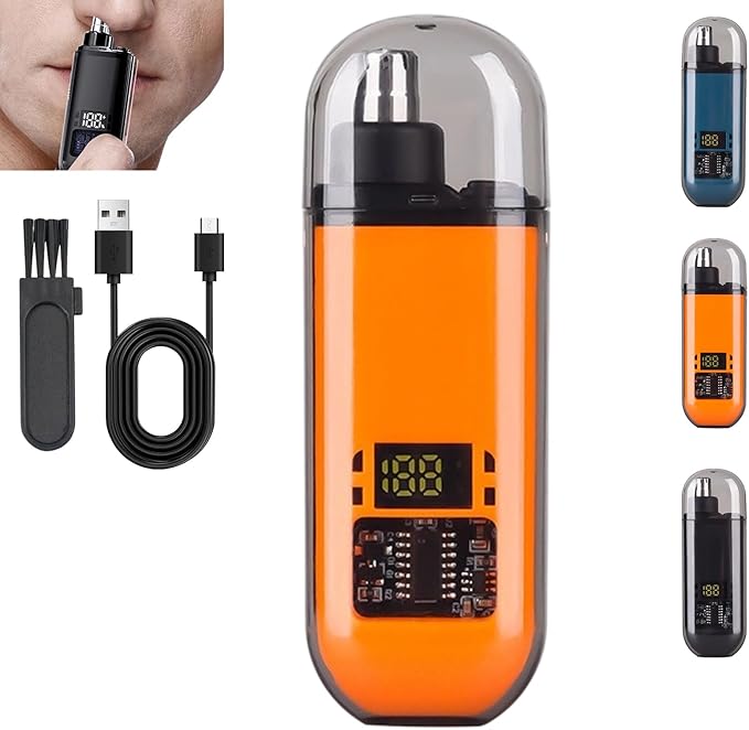 Ultimate 2-in-1 Nose Hair Trimmer - for Effortless, All-Day Comfort, Nose Hair Trimmer for Men Women Battery-Operated Trimmer with Waterproof (Orange)