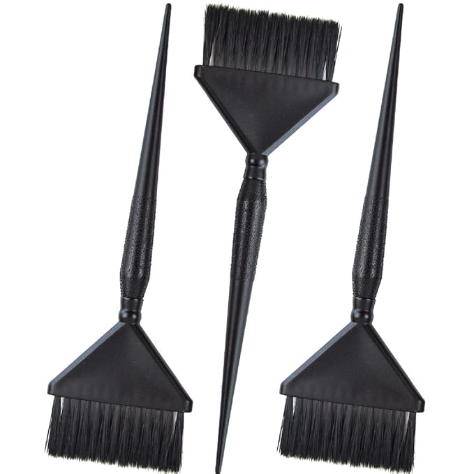 3 Extra Wide Hair Dye Applicator Brushes - Color Brush Set for Root Touch Up (Black)