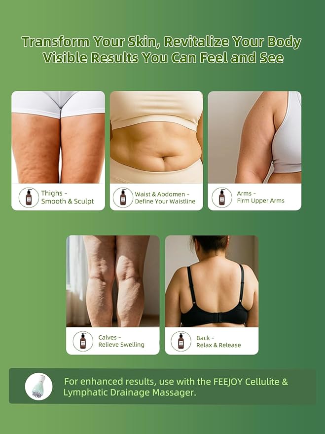 Body Oil & Massage Oil, Body Firming Oil for Cellulite, Lymphatic Drainage, Skin Tightening & Stretch Marks, Massage Oil for Massage Therapy for Leg, Hip, Arm & Belly, Daily or After Shower Use