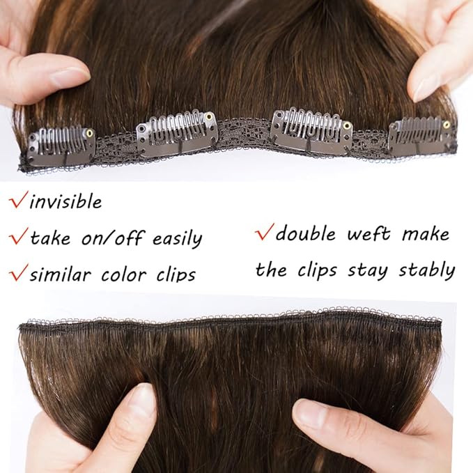 22" Clip in Human Hair Extensions Full Head 200g 10 Pieces 22 Clips Chocolate Brown Double Weft Brazilian Real Remy Hair Extensions Thick Straight (22" 200g,4#)