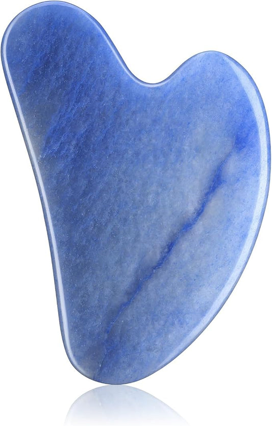 rosenice Gua Sha Facial Tools Guasha Tool Gua Sha Jade Stone for Face Skincare Facial Body Tensions Reduce Puffiness Festive Present Blue