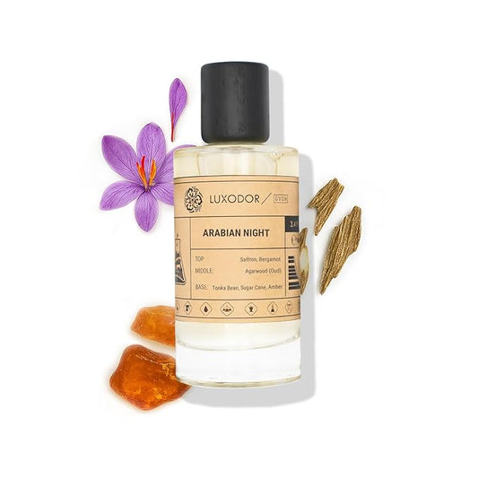 Arabian Night Perfume for Men & Women, Inspired by Arabian Tonka, 2-Piece Combo of 100 ml Fragrance Spray Bottle and 10 ml Alcohol-Free Roll-On Perfume Oil, Vegan, Paraben-Free, Unisex