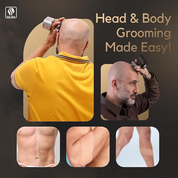 Skull Shaver Pitbull Gold PRO Electric Razor & Baby Beast Trimmer - Premium Cordless Electric Shaver for Men - for Wet & Dry Shaving - Features LED Battery Display - Comes with Travel Pouch