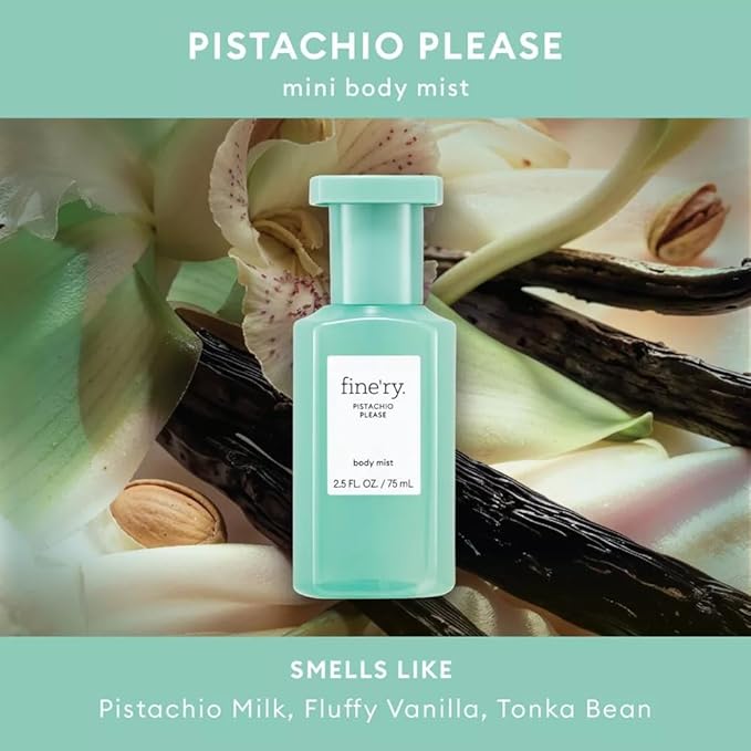 Finery Pistachio Please Mini Body Mist | Women's Fragrance Spray 2.5 fl oz With Makeup Remover Pads Gift