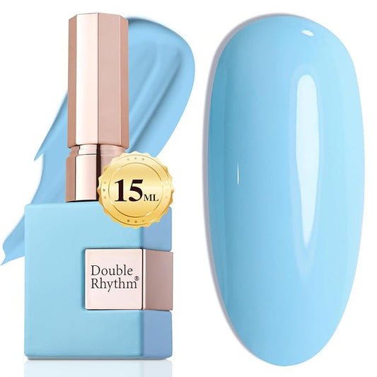 Double Rhythm 15ML Gel Nail Polish Pure Sheer Same Color Same Bottle Soak Off Gel Polish Art Manicure Salon DIY at Home for Women (Light Blue-A1113)