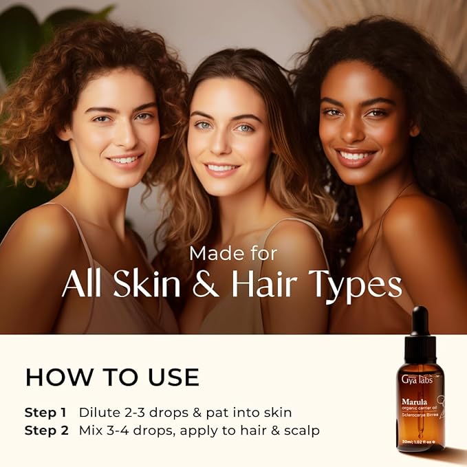 Gya Labs Marula Carrier Oil - 1 Fl Oz - for Hair, Skin, Face, Scalp & Body Massage