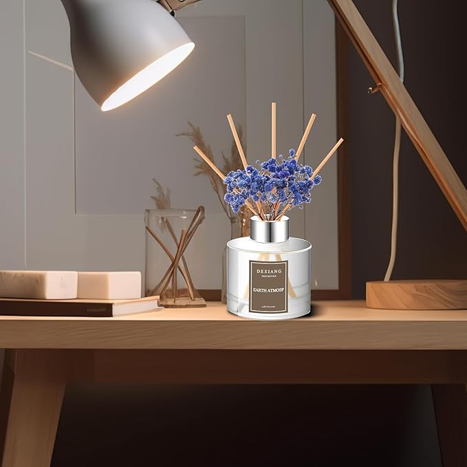 Reed Diffuser Set - 3.38 fl oz Sweet Dream Premium Scented Oil with Preserved Baby's Breath & Cotton 6 Sticks | Long-Lasting Aromatherapy for Home, Bedroom, Bathroom, Office Home Decor