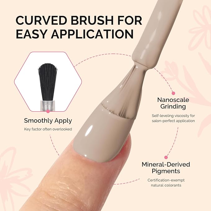MelodySusie Fleurwee Plant Based Gel Nail Polish, Hema Free Neutral Brown Nail Polish, Soak Off UV LED Gel Polish Gift for Women 21 Non Toxic Long Lasting Nail Art Manicure Salon DIY at Home P26