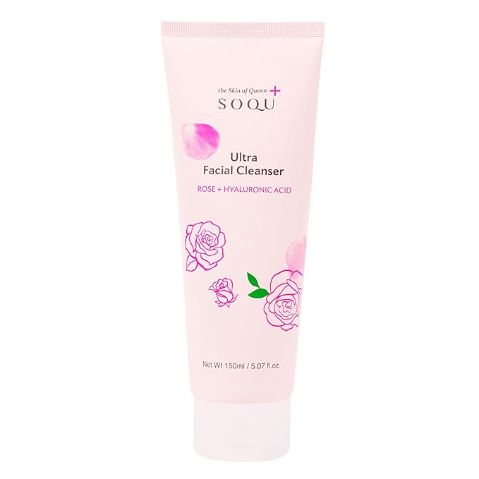 Rose Facial Cleanser with Hyaluronic Acid – Hydrating Daily Face Wash for Glowing Skin – Made in Korea – 150ml