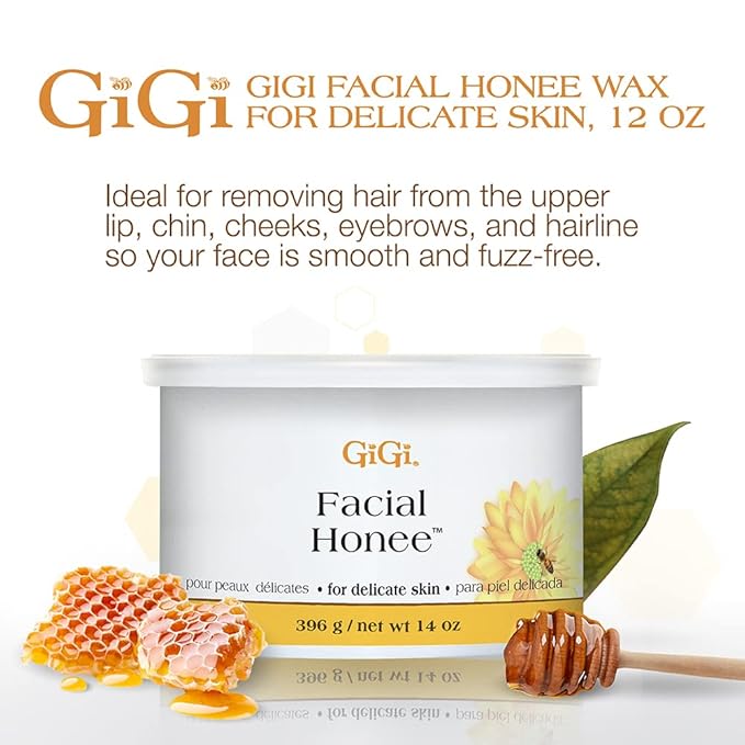 GiGi Facial Honee Wax - Hair Removal Soft Wax for Face and Delicate Skin, 14 oz