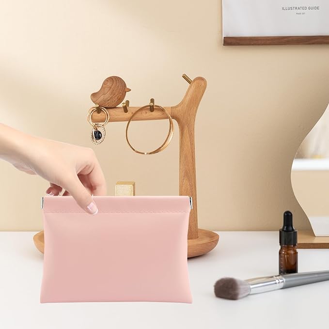 4 PCS Small Makeup Bag for Purse, Coin Purse for Women Lipstick Cosmetic Accessories Organizer, Mini Portable Cosmetic Bags, Small Travel Kit Storage Pouch (4 Medium), LQB-BH