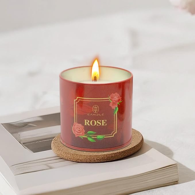 Scented Candles 4 Pack Soy Wax Long Lasting Rose Lavender Sandalwood Apple Fragrance Gifts for Women Christmas Gifts Thanksgiving Day