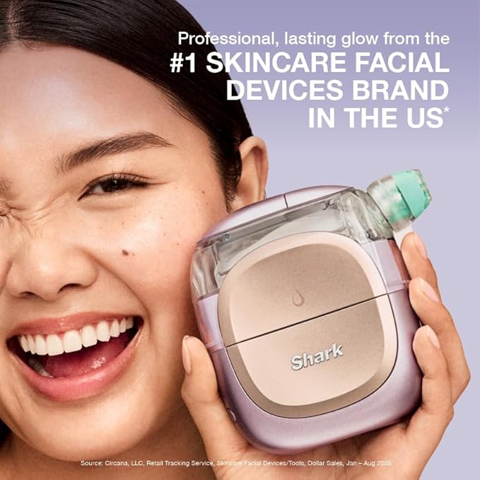 Shark FacialPro Glow at-Home Hydro-Powered Facial System with DePuffi Hot & Cold Therapy – Professional Spa Skincare Device for Pore Cleansing, Hydration, & Radiant Glow, Blue, FH320