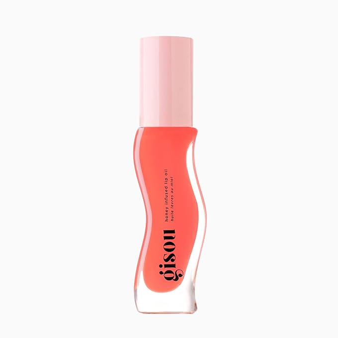 Gisou Honey Infused Hydrating Lip Oil, Nourishing Lip Moisturizer for Dry Lips, 0.27 fl oz (Bee-lini Peach)