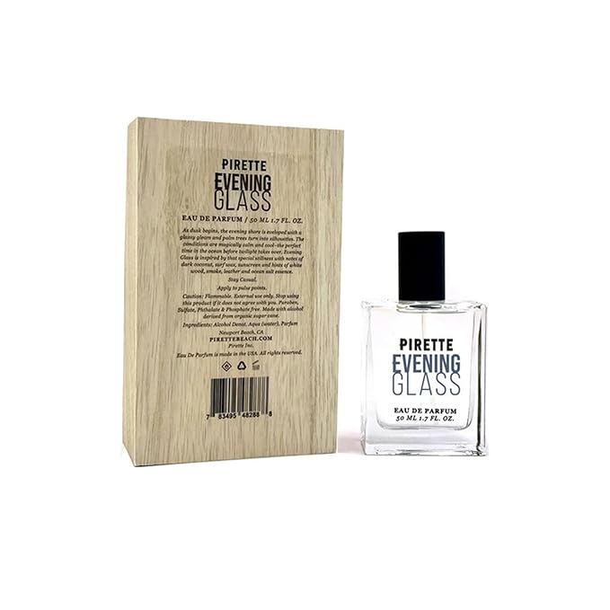 PIRETTE Evening Glass Eau de Parfum Spray for Women, Beach-Inspired, Long Lasting Womens Perfume with Notes of Dark Coconut, Warm Wood, Smoky Vanilla & Sea Salt, Daily Women's Fragrances, 1.7 fl oz