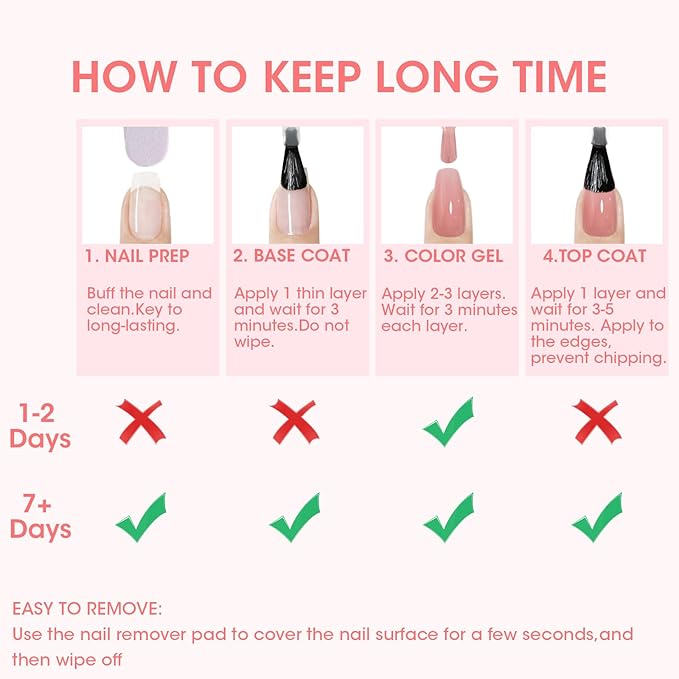 GELLEN Clear Nail Polish Base Coat Sheer Tinted Pink, Natural Color Regular Nail Polish, Calcium Formula Strengthens Nails, Enhances Natural Look, Quick Air Dry, Hema Free, Non-toxic, Anti-yellowing