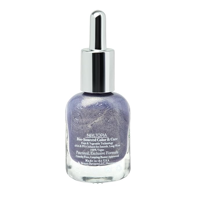 Nailtopia - Plant-Based Chip Free Nail Lacquer - Non Toxic, Bio-Sourced, Long-Lasting, Strengthening Polish - Stay Inspired (Medium Purple With Gold Reflects) - 0.41oz