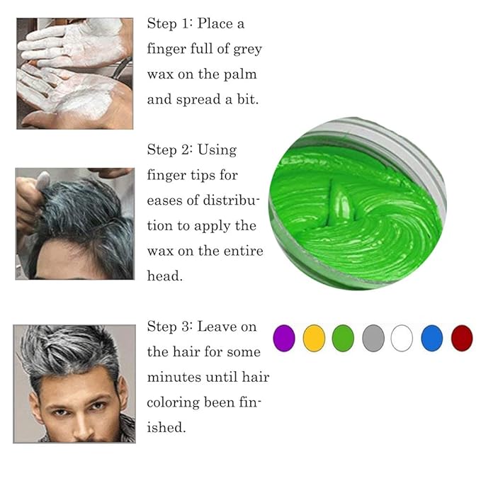 Green Hair Color Wax, Temporary Hair Cream for Party, Cosplay, Halloween, Daily Use, Date, Clubbing (4.23 oz)