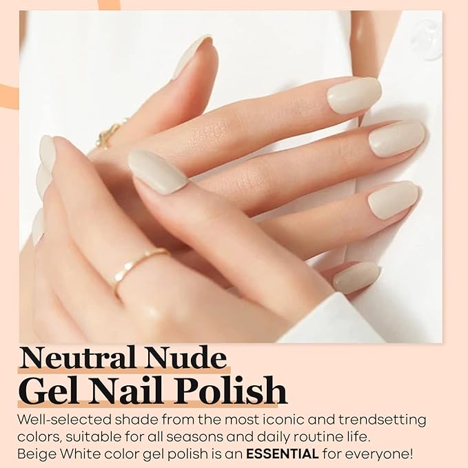 modelones Nude Gel Nail Polish, 1 Pcs 15 ML Nude Neutral Color Soak Off LED Skin Tones Nail Gel Polish Manicure Home DIY Nail Art Gift for Women Holidays
