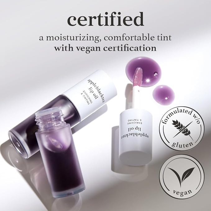 NOONI Korean Lip Oil - Appleblacktea | Long-Lasting, Moisturizing, Plumping, Revitalizing for Dry Lips, Waterproof, No Peel Off, Hydrating, Stocking Stuffers, Teen Girl Gifts, 0.12 FL Oz