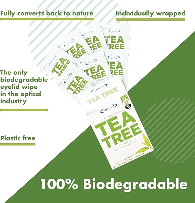 The Eye Doctor Essential Treatment Bundle - Reusable Hot Cold Eye Compress & 20x Single Use Tea Tree Eyelid Wipes for Dry Eye, Blepharitis & MGD - Microwave Safe Mask