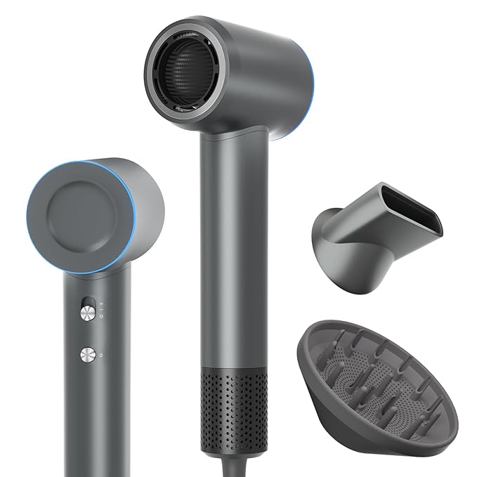 Hair Dryer, 160000 RPM High-Speed Ionic Hair Drye Portable Lightweight Blow Dryer with 500 Million Negative Ions, Hair Dryer with Magnetic Diffuser & Nozzle for Home and Travel