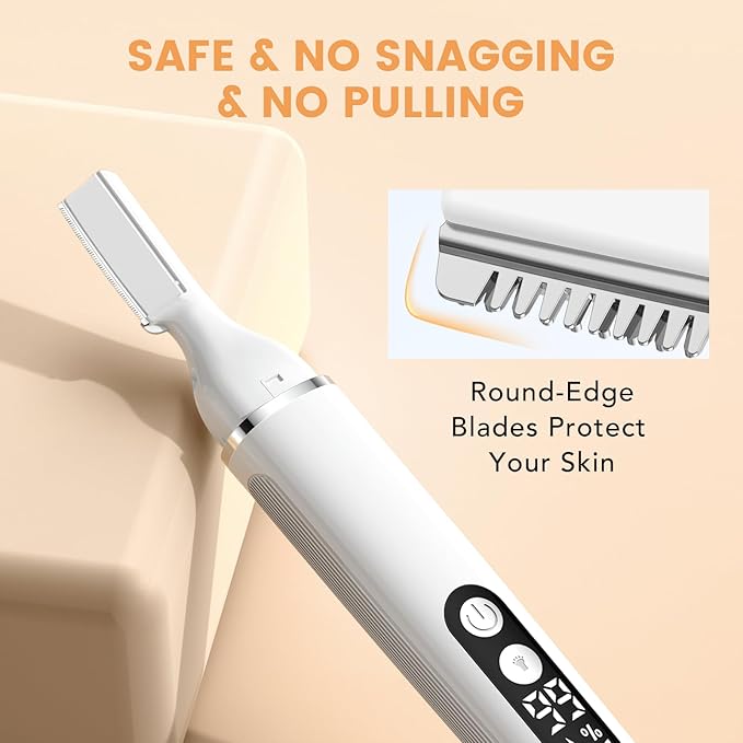 Eyebrow Trimmer Electric Eyebrow Razor with Digital Display LED Light, 2-Speed Eyebrow Shaver Rechargeable Facial Hair Remover Trimmer for Women, Painless Face Hair Removal for Upper Lip Peach Fuzz