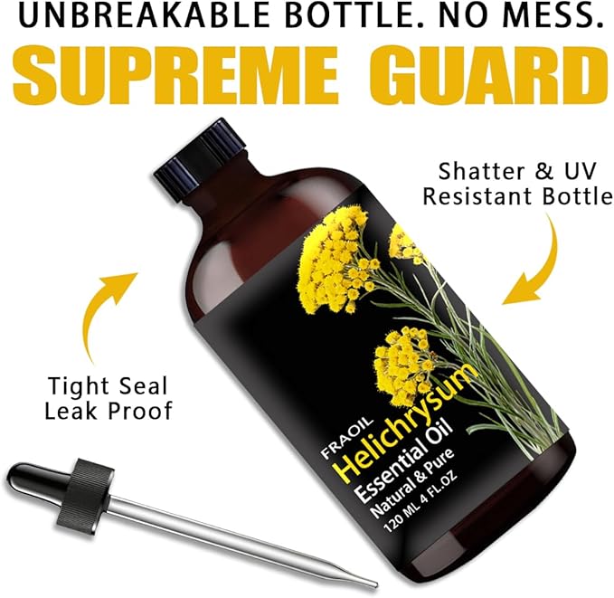 Helichrysum Essential Oil, Helichrysum Oil 4 Fl Oz 120ML for Diffuser Humidifier Yoga Cleaning DIY Candle Soap Making Perfume Gift for Women Essential Oils
