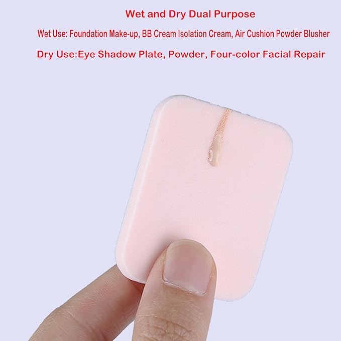 40PCS Round Square Shaped Makeup Blenders Sponges Set, Use for Dry and Wet, Perfect for Full Face Curve Blending, Cream, Liquid, Powder Foundation Cosmetics, Latex Free, Soft, Flexible