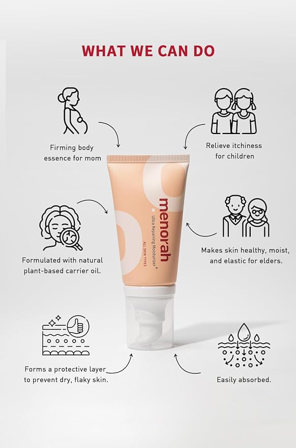 Menorah Ultra Repairing Moisturizer+ for Face & Body – Intense Moisturizing Cream with Vitamin E & Botanical Oils, 12HR Hydration for Dry, Rough, and Uneven Skin