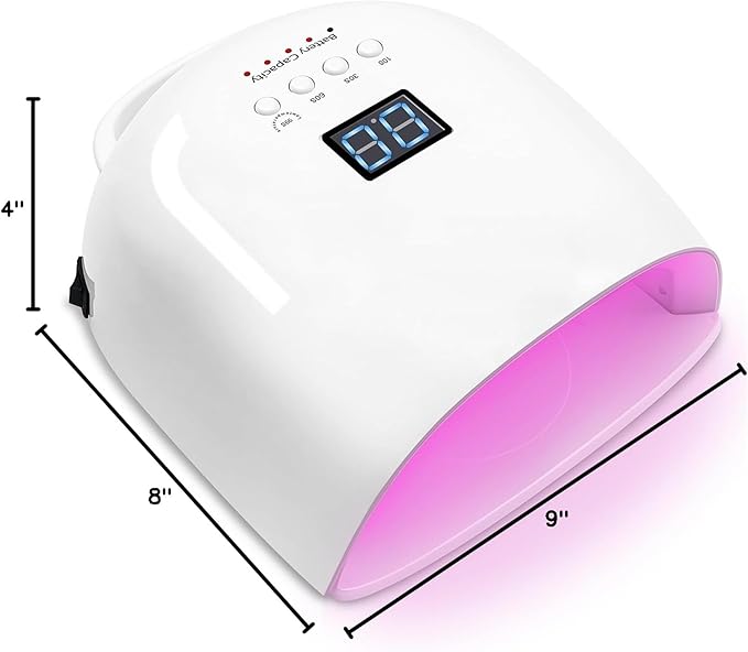 UV LED Nail Lamp, 86W Rechargeable Cordless Nail Dryer, 52 Lamp Beads 4 Timers Settings & Auto Sensor, Professional Gel Polish UV LED Nail Light for Salon & Home (White)