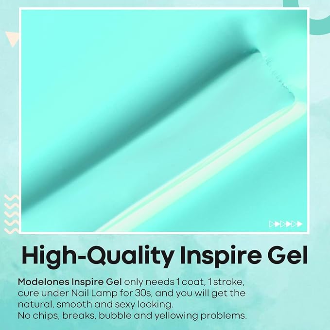 modelones Gel Nail Polish, 15 ML Pastel Blue Green Solid Color Gel Polish Soak Off LED High-Pigmented & Shine Long Wear Gel Polish Nail Art Manicure Gift DIY Salon Home, 0.5 fl oz